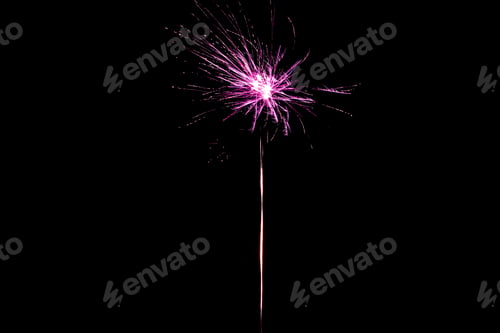 Preview: pink festive firework on party, isolated on black