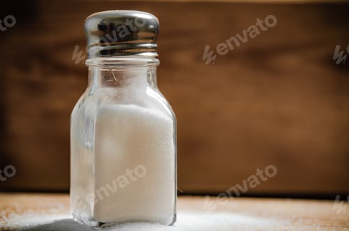 Preview: Salt background . On wooden table.