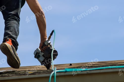 Preview: Roofers working replacing the house installed new shingles