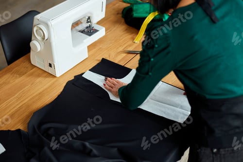 Preview: Step by step, Woman dressmaker female making sewing patterns