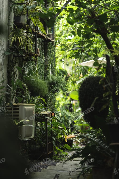 Earth day and environment ecology, concept, green nature space with plant and tree outside
