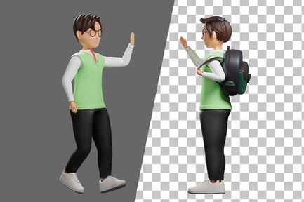 Preview: Male Student Talking to a Friend 3D Illustration
