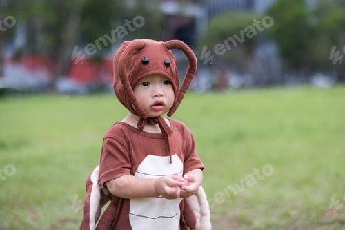 Preview: Cute baby wearing scary Halloween cockroach costume outfit