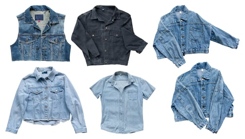 Preview: Jeans cloth collection isolated on white background, clipping path