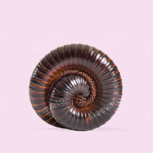 Preview: Giant african millipede is coiling up on a pink background