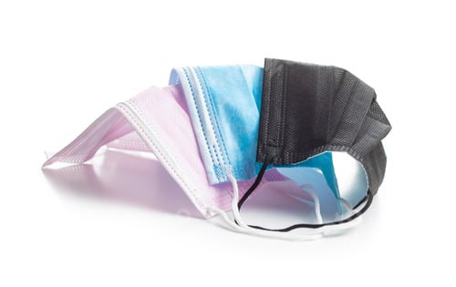 Preview: Corona virus protection. Colorful medical paper face masks