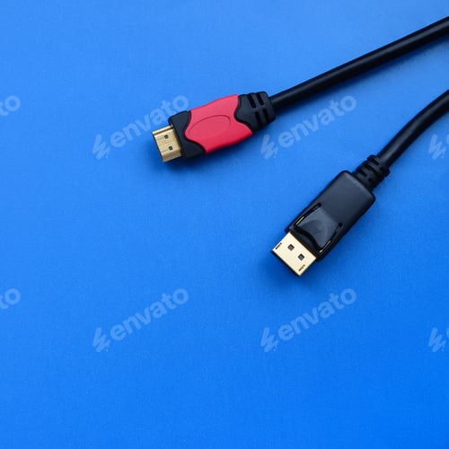 Preview: Audio video HDMI computer cable plug and 20-pin male DisplayPort gold plated connector