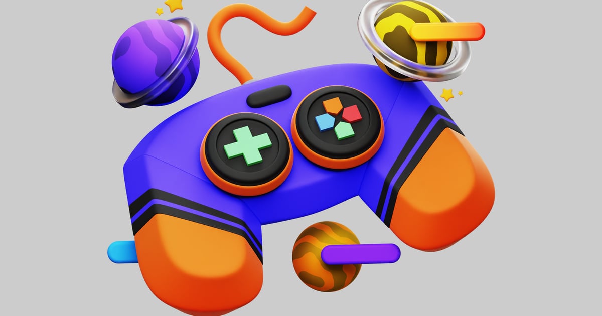 Video game controller with colorful planets 3D, Incl. button ...