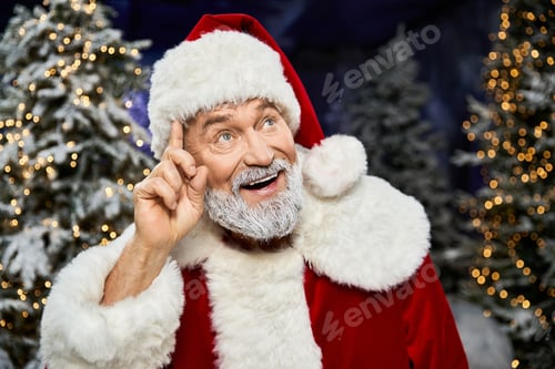 Preview: Joyful Santa Claus with a festive attitude in a winter wonderland setting