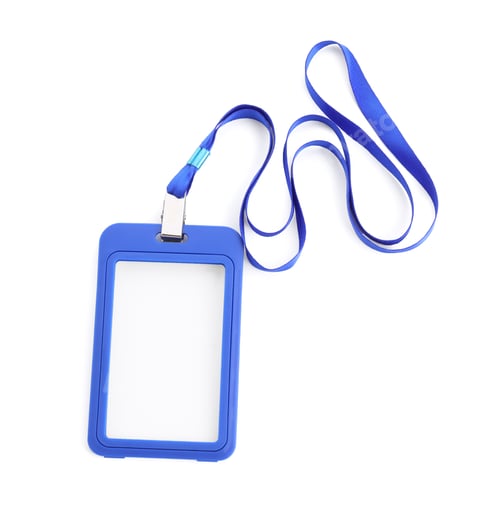 Preview: Blue badge isolated on white, top view