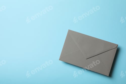 Preview: Gray envelope on blue background, space for text
