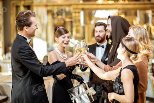 Preview: Well-dressed people celebrating New Year indoors