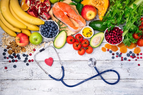 Preview: Selection of healthy food for heart. Healthy food, diet and healthy lifestyle concept. Top view