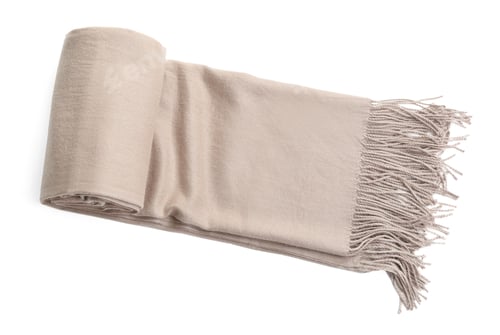 Preview: Stylish scarf on white background, top view