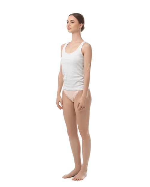 Preview: Woman wearing beautiful underwear on white background