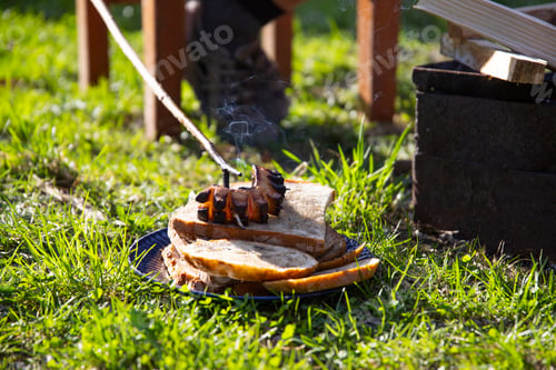 Preview: Hungarian bacon frying outdoor.