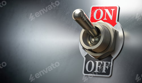 Preview: Retro toggle switch ON OFF on metal background.