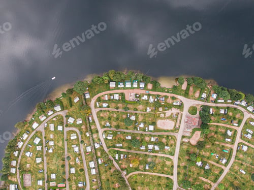 Preview: Longemer lake camping resort next to the lake water, Voges, France