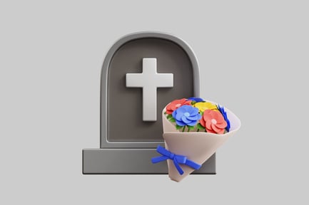 Preview: Memorial tombstone with flower bouquet