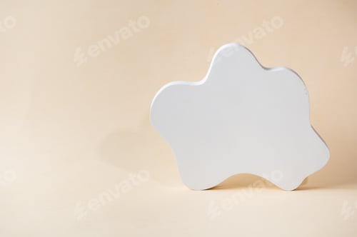 Preview: White podium on beige background. Template, mock up for presentation products