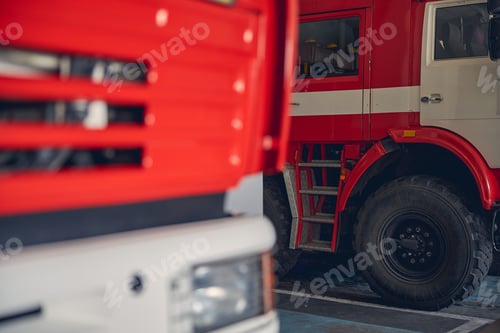 Preview: Two fire fighting vehicles on fire station