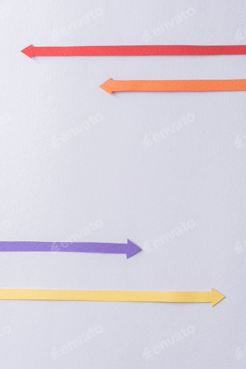 Preview: Business graphics arrows isolated over grey background.