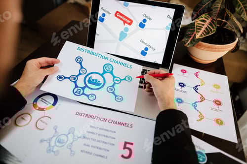 Preview: marketing distribution channels plan on office desk