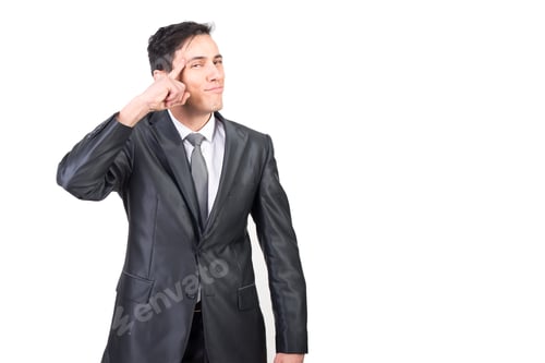 Preview: Smart Businessman Thinking Deeply in Dark Suit