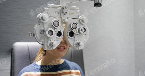 Preview: Woman check her eye at clinic