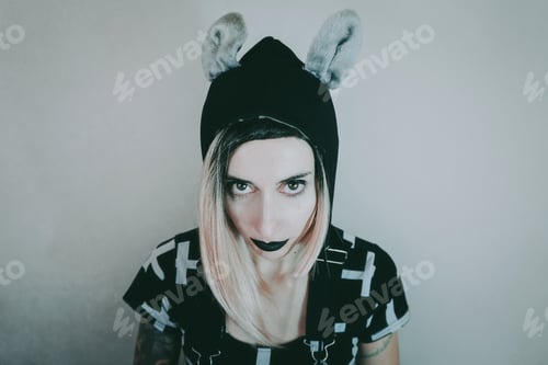 Preview: Gothic style portrait of a young woman with cool style