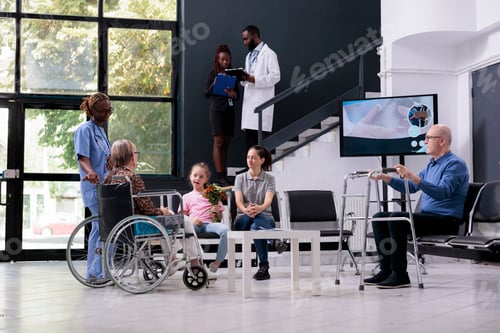 Preview: Medical assistant discussing disease expertise with family explaining health care treatment