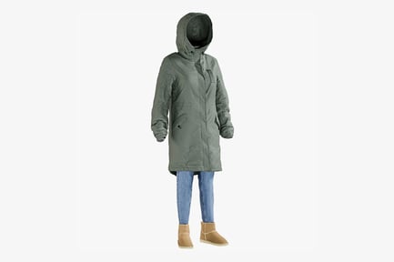 Preview: Women's Winter Outfit: Down Coat, Jeans, and Boots