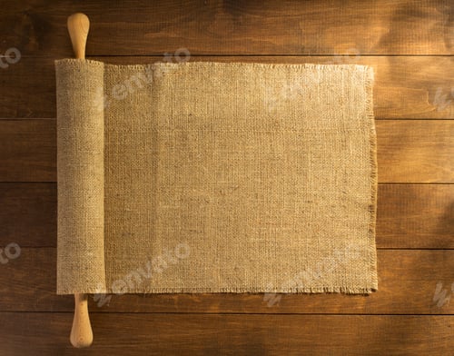 Preview: burlap hessian sacking on wooden