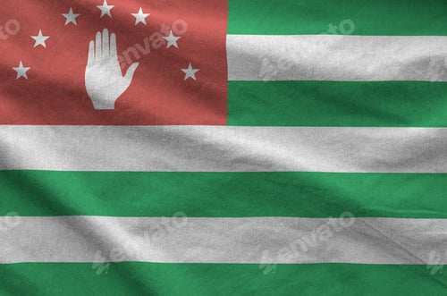 Preview: Abkhazia flag depicted on folded wavy fabric of old cloth