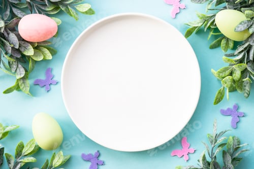 Preview: Easter table setting, Easter food background.