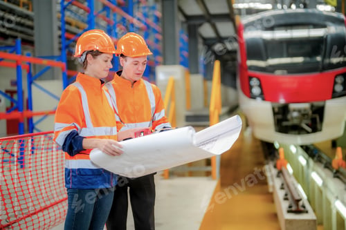 Preview: Specialist Railway Engineer checking the Condition of Trains Railway and Steel Rails
