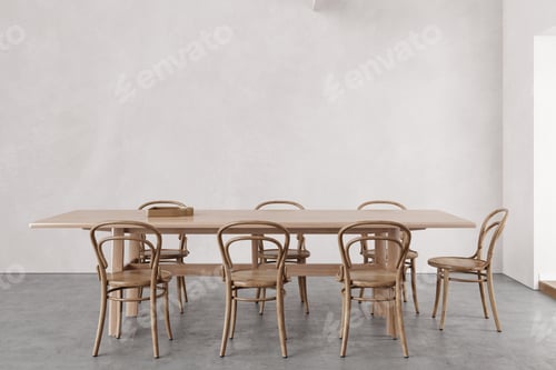 Preview: Background of wooden table and chairs in the room