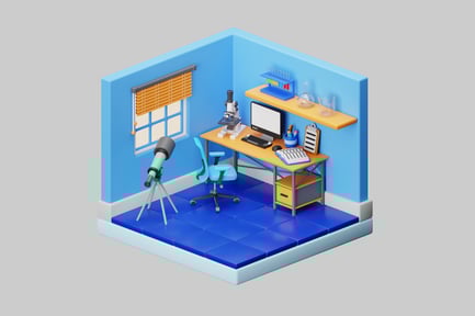 Visualização: Configuração da sala de laboratório de ciências isométricas