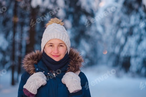 Preview: walk through the snowy forest during winter holidays