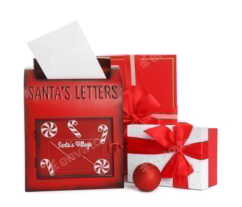 Preview: Festive Santa Letterbox with Christmas Presents and Ornament