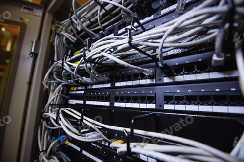 Preview: Close-Up Of Technician Connecting Ethernet In Socket At Server Room