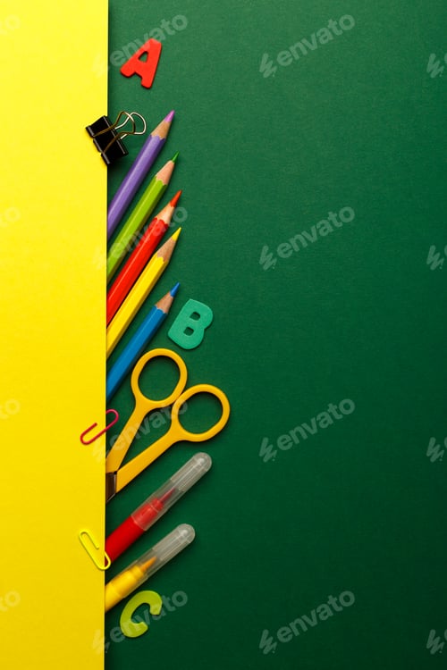 Preview: Colorful stationary school supplies
