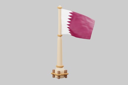 Preview: Flagpole with a maroon and white flag.