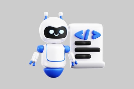Preview: Friendly programmer robot character asset