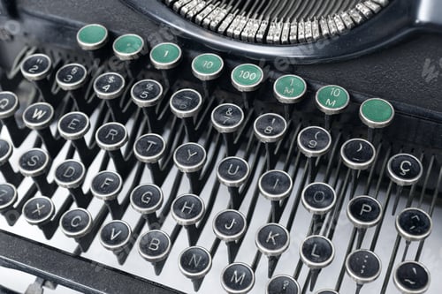Preview: Close up view of an old typewriter keys. Selective focus