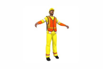 Preview: Construction worker in safety attire with outstretched arms