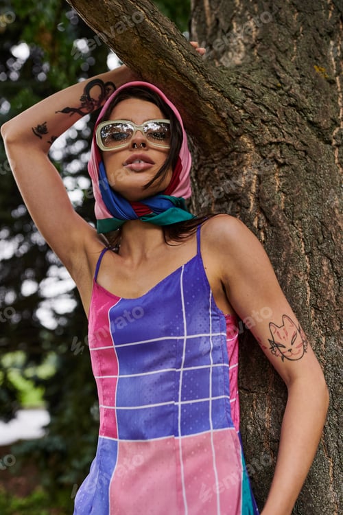 Preview: Whimsical woman in colorful dress