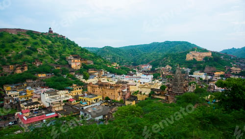 Preview: Old Jaipur City as viewed from top of Amber Fort, India.