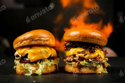 Preview: front view burgers on a stand