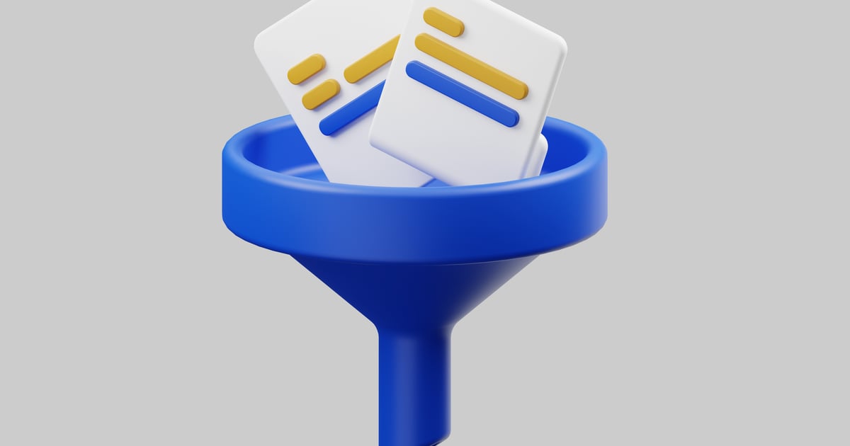 Data filtering funnel 3D, Incl. analysis & data - Envato